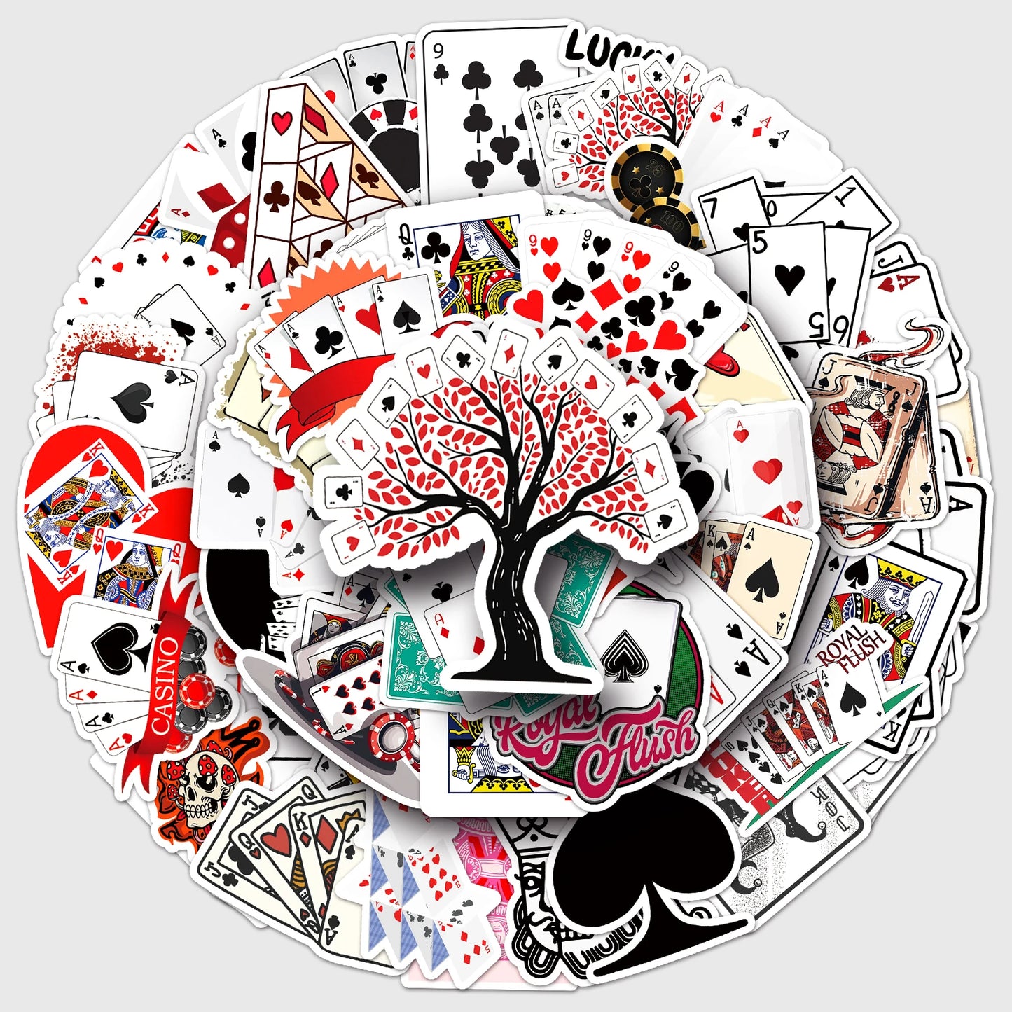 50Pcs Poker Cartoon Waterproof Vinyl Stickers for Skateboard Snowboard Decals