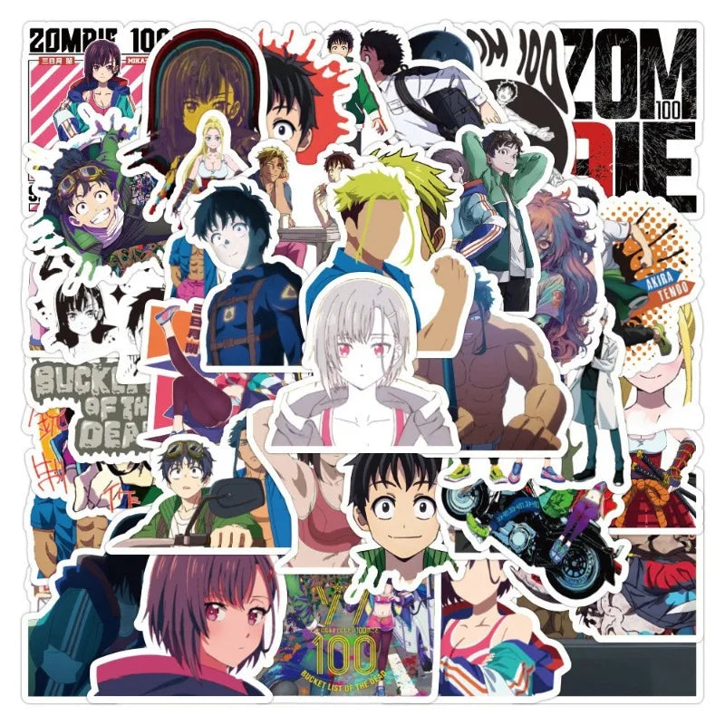 Zom 100 Cartoon Stickers Pack - Luggage, Car, Phone, Laptop, Fridge Decor