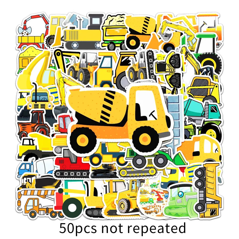 Engineering Car Stickers 10/25/50pcs Cartoon DIY Gift Decals for Luggage, Laptop, Phone, Fridge, Scrapbook