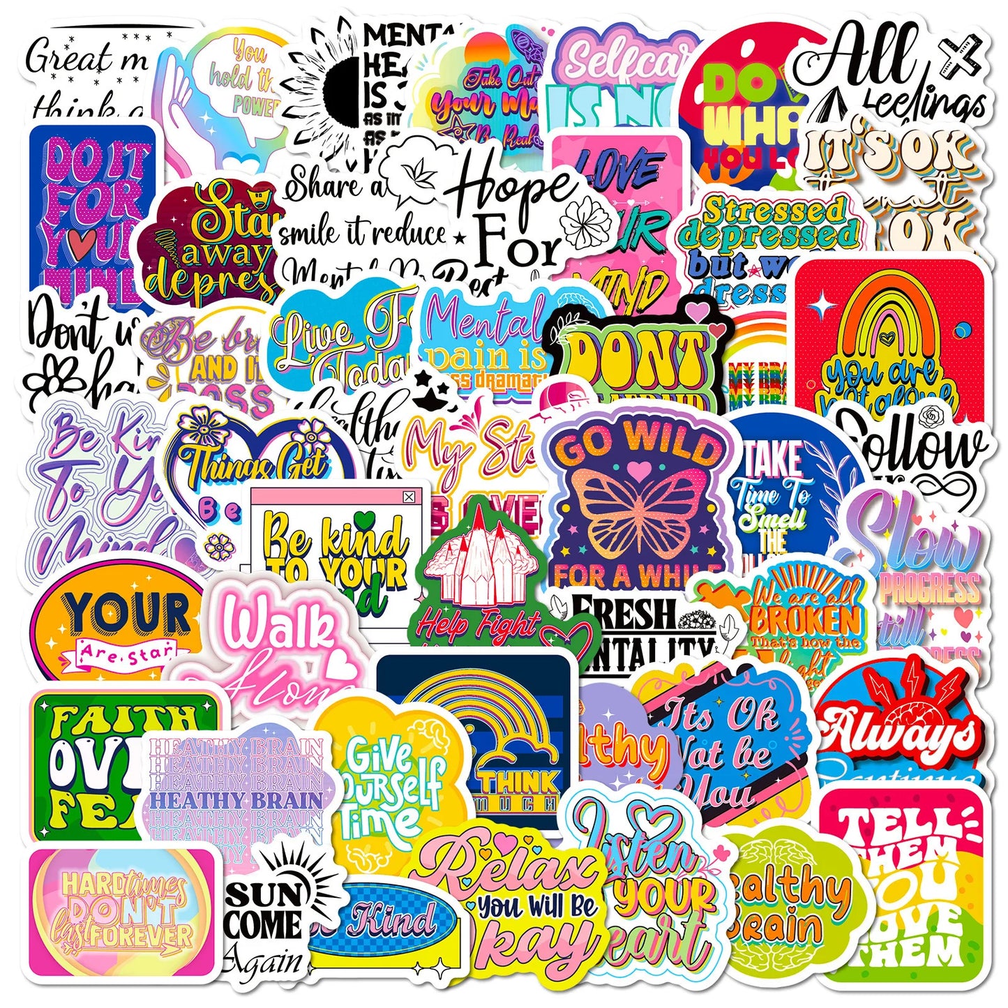 50pcs Butterfly Shape Quote Stickers for Helmet Wall DIY Decor