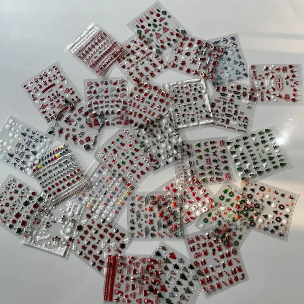 Penguin Snowflake Christmas Nail Stickers Set 3D 30 Sheets