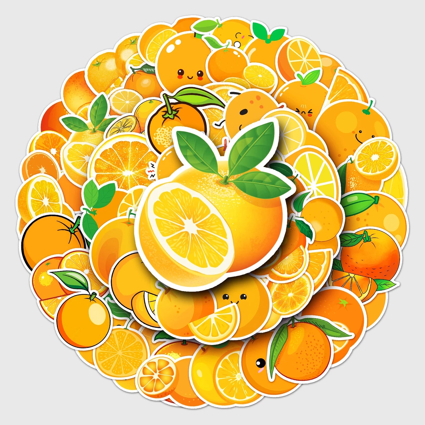 50Pcs Orange Cartoon Waterproof Skateboard Stickers Retro Decals