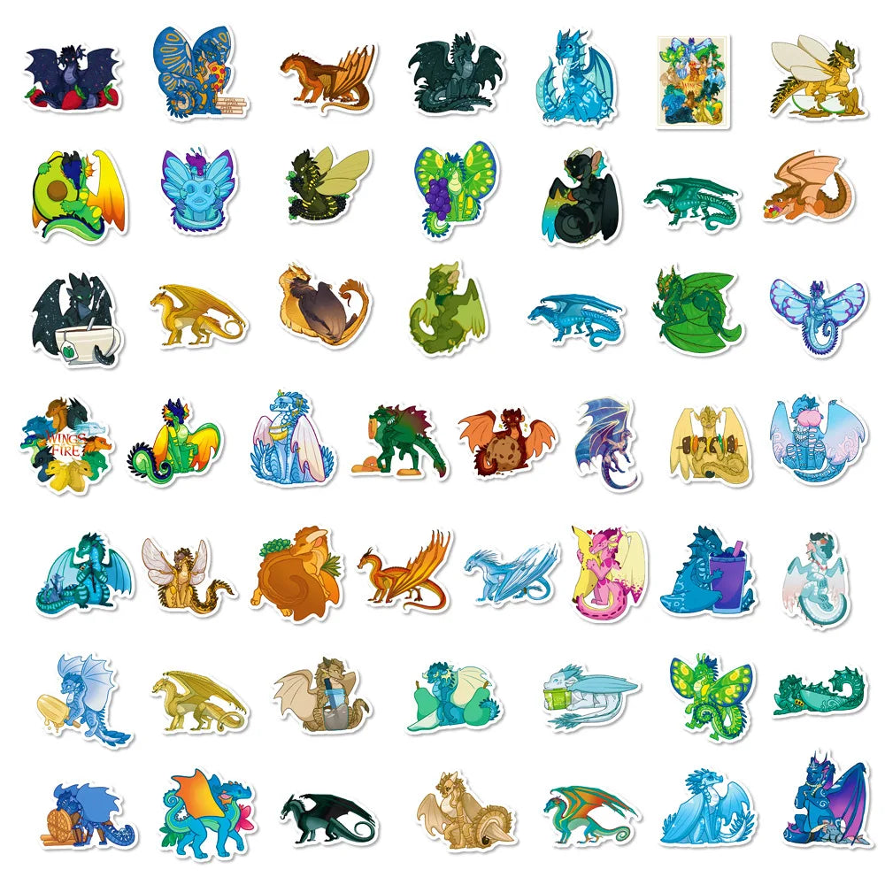 10/50Pcs Wings of Fire Dragon Animal Cartoon Stickers DIY Laptop Luggage Skateboard Graffiti Decals Sticker for Kid Toys