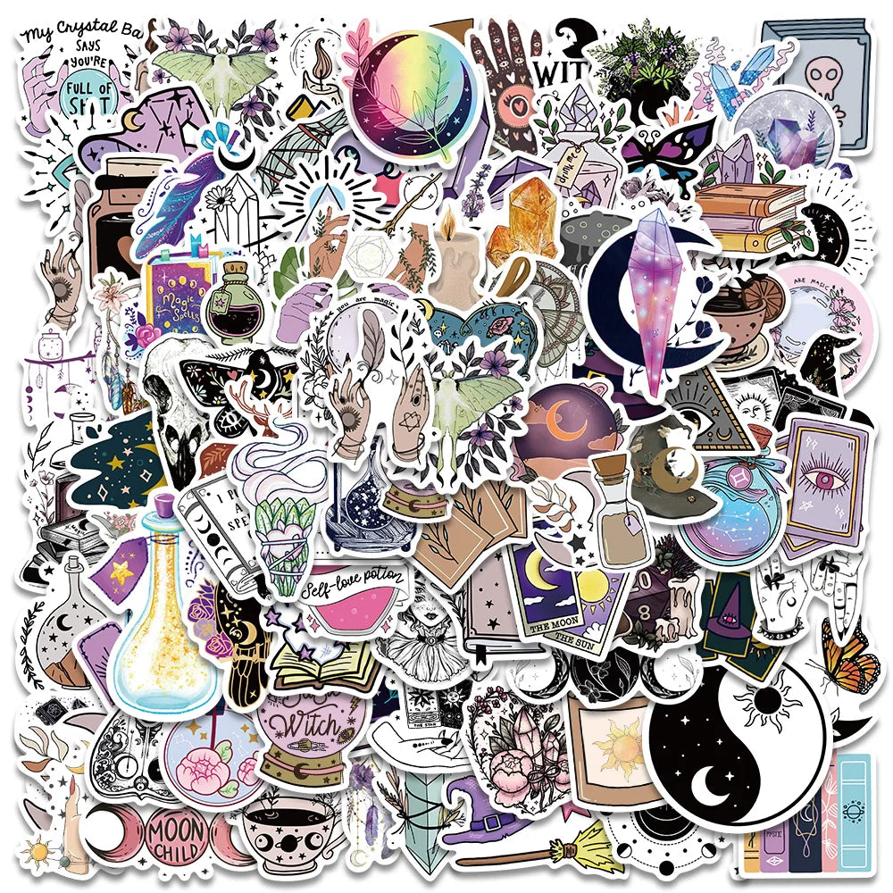50PCS Gothic Witch Tarot Stickers for Laptop, Guitar, Phone, Kids
