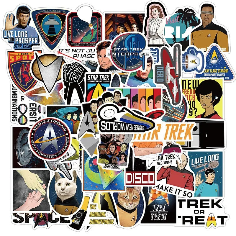 50pcs Star Trek Stickers for Laptop, Phone, Car, Scooter, Suitcase, Water Bottle, Refrigerator