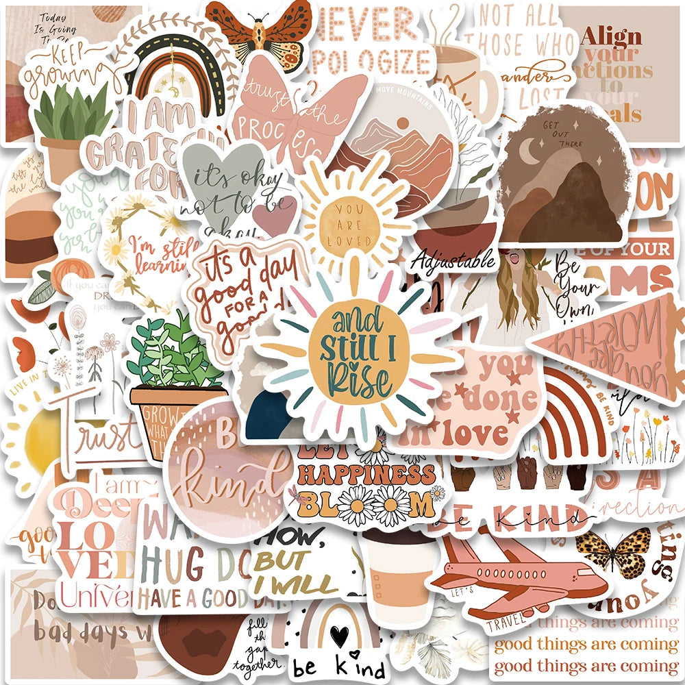 50PCS Boho Vintage Art Stickers for Guitar, Phone, Laptop, Scrapbook, Notebook