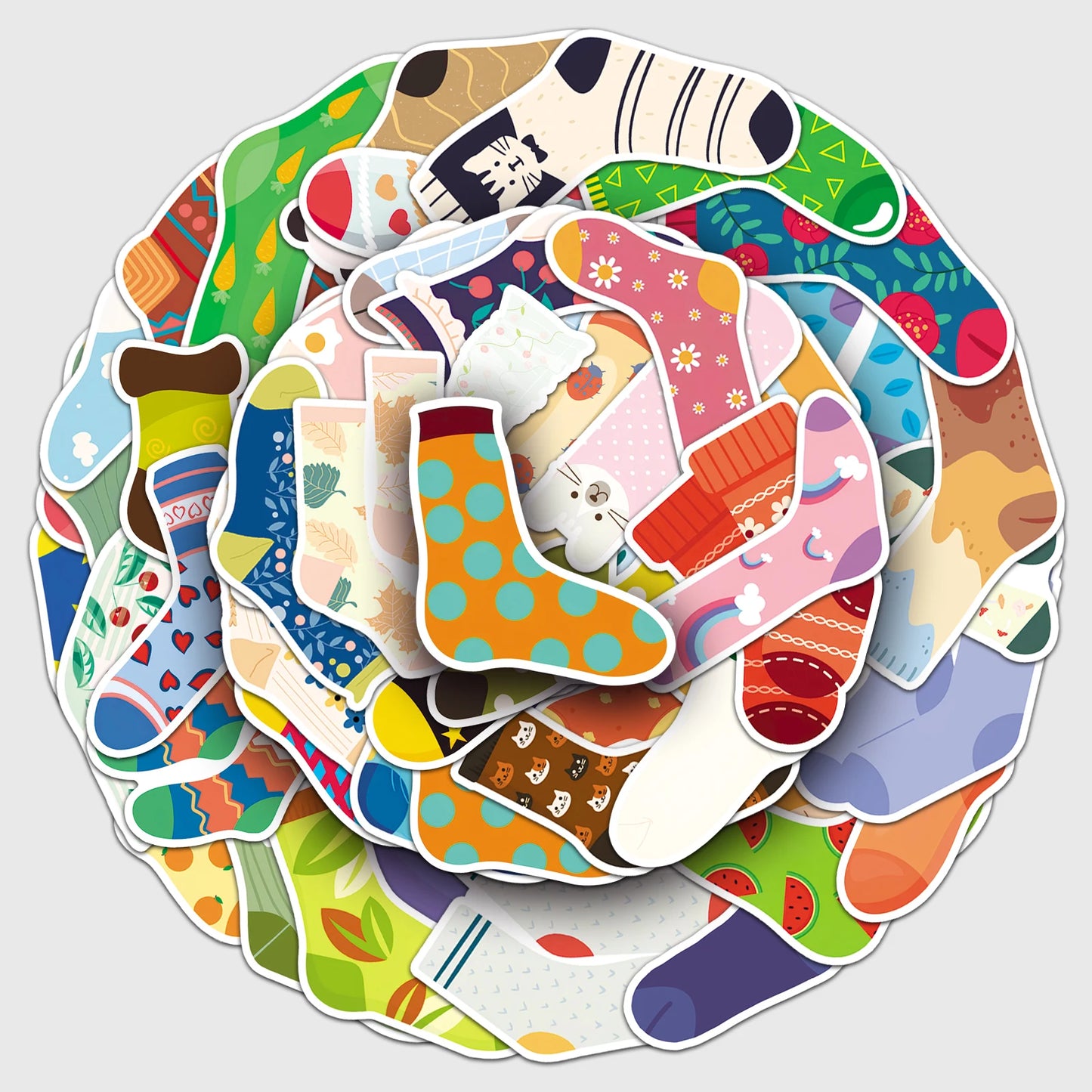 50Pcs Cartoon Socks Waterproof Vinyl Stickers for Skateboard Snowboard Decal