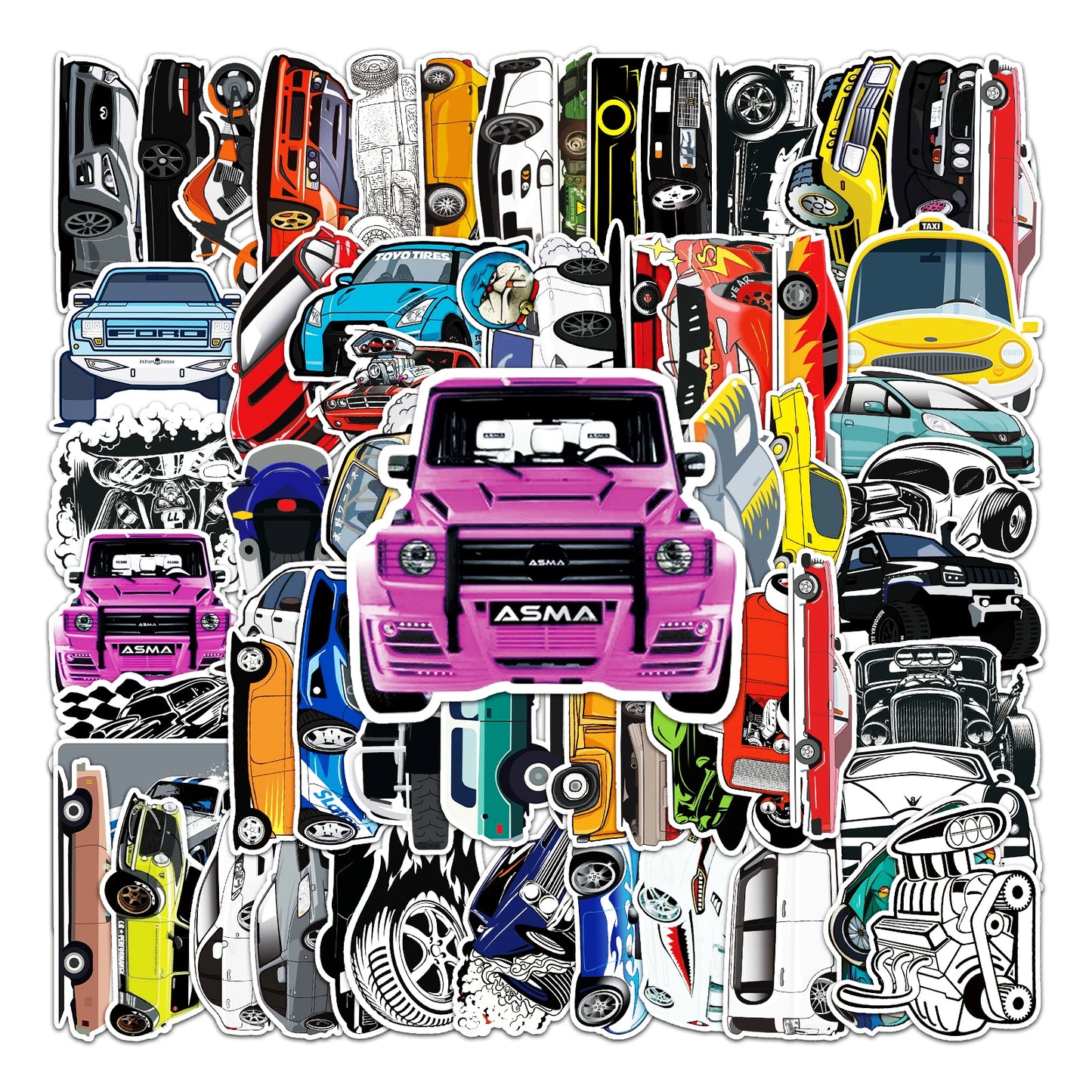 50Pcs Cartoon Waterproof Vinyl Stickers for Skateboard Snowboard