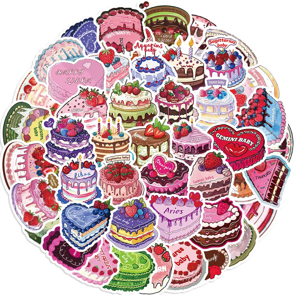 Cake Cartoon Constellation Stickers: 10/30/50PCS for DIY, Scrapbook, Laptop, Car, Bike