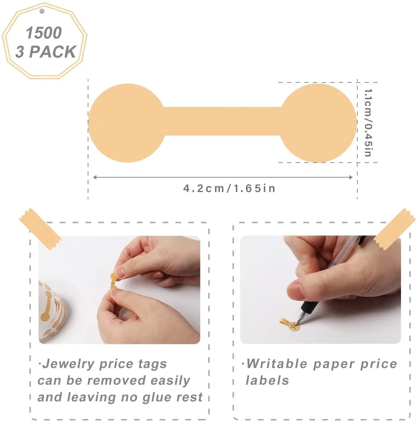 1 Rolls 500Pcs Jewelry Price Decoration Natural kraft Paper Handmade Sticker Labels Date Stickers