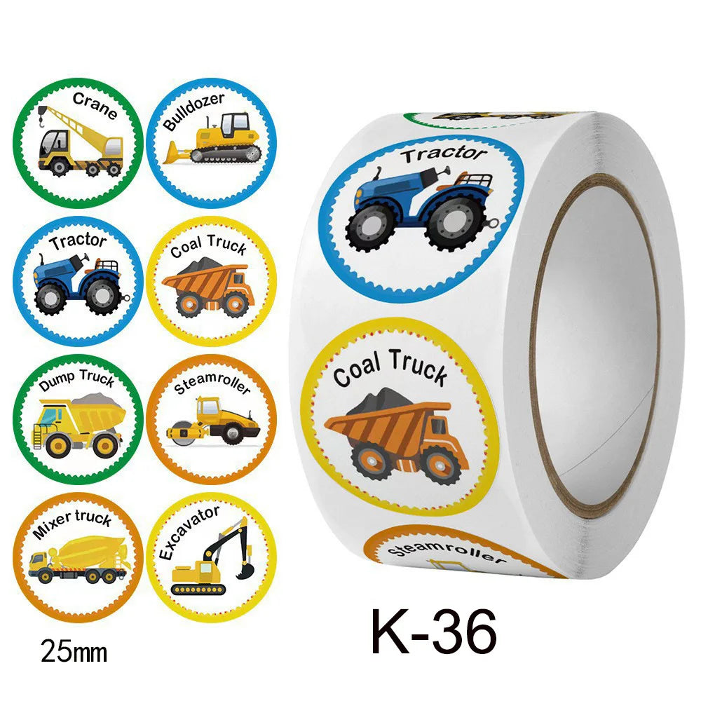 100/500pc Kids Sticker Train Bus Sticker Cute Transportation Cars Encouragement Student Children Reward Label Stationery Sticker