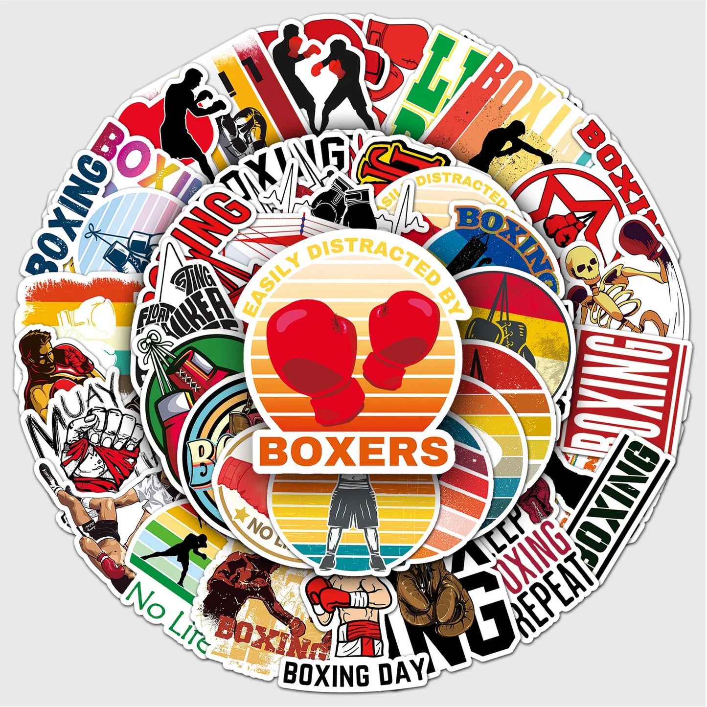 Boxing Cartoon Stickers for Phone Laptop Luggage Skateboard Kids Toy