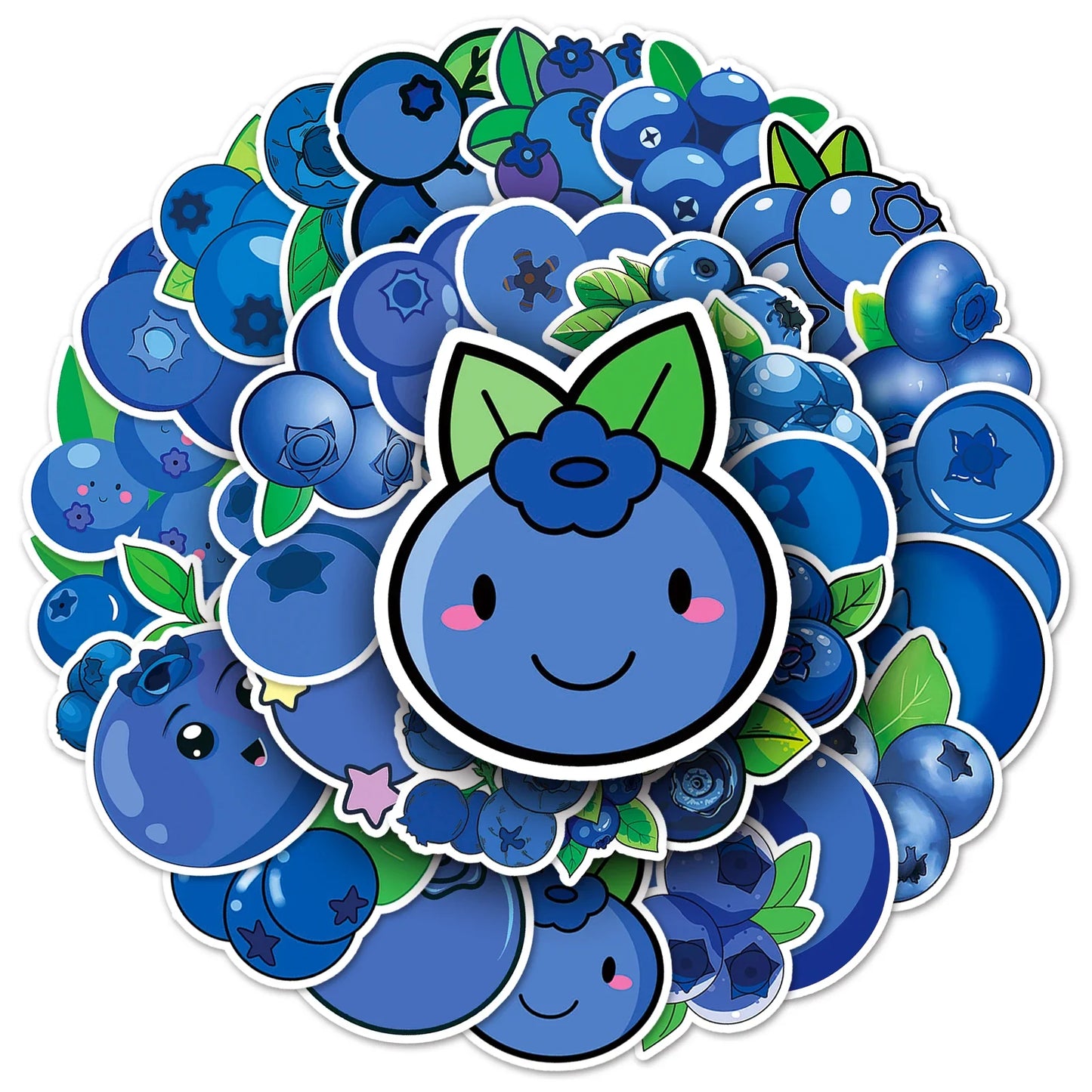 50Pcs Blueberry Cartoon Waterproof Vinyl Stickers for Skateboard Snowboard
