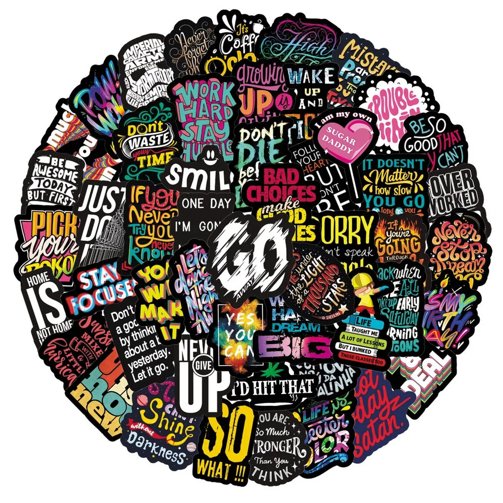 50pcs Inspirational Quote Stickers for Scrapbooks & Notebooks