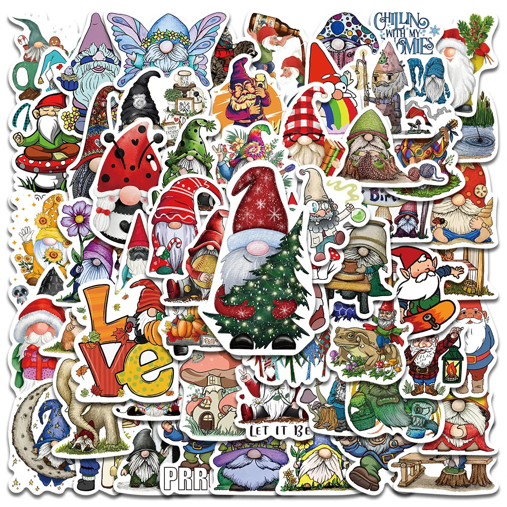 60PCS Christmas Santa Claus Stickers Vintage Notebook Luggage Laptop Decals Kids Toy