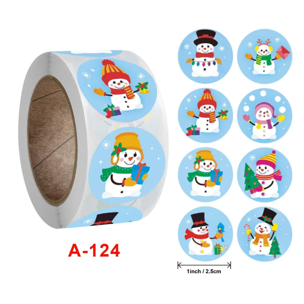 50-500pcs Cartoon Merry Christmas Sticker Santa Claus Tree Paper Label New Year Cute Snowman Stationery Stickers For Kids Gift