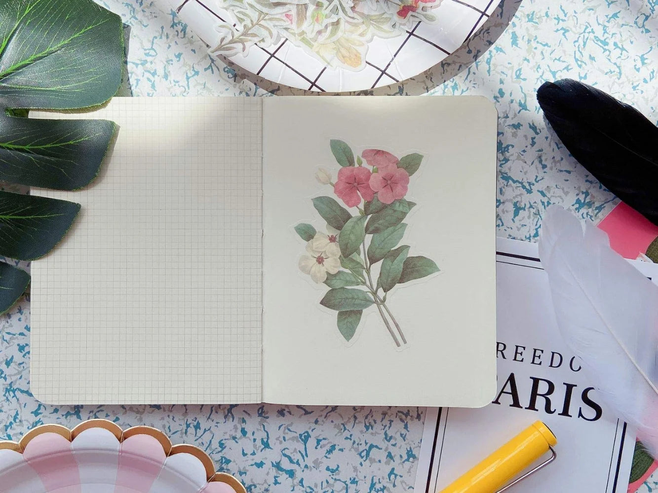 Floral Washi Planner Sticker, Decorative Adhesive Craft Scrapbooking Set for Diary, Album Journal, 60 PCS