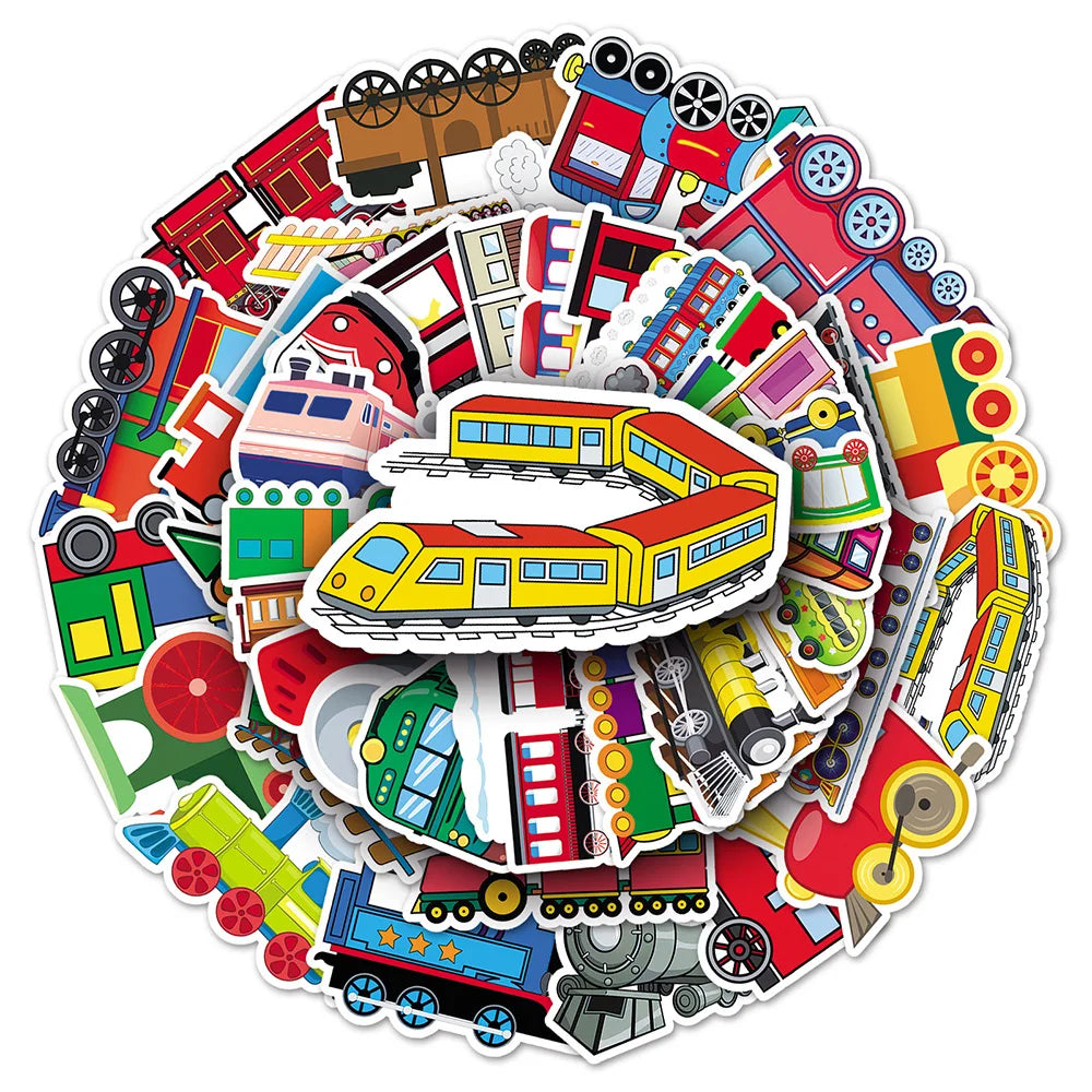 Cartoon Train Stickers for Laptop, Luggage, Skateboard - 10/30/50PCS