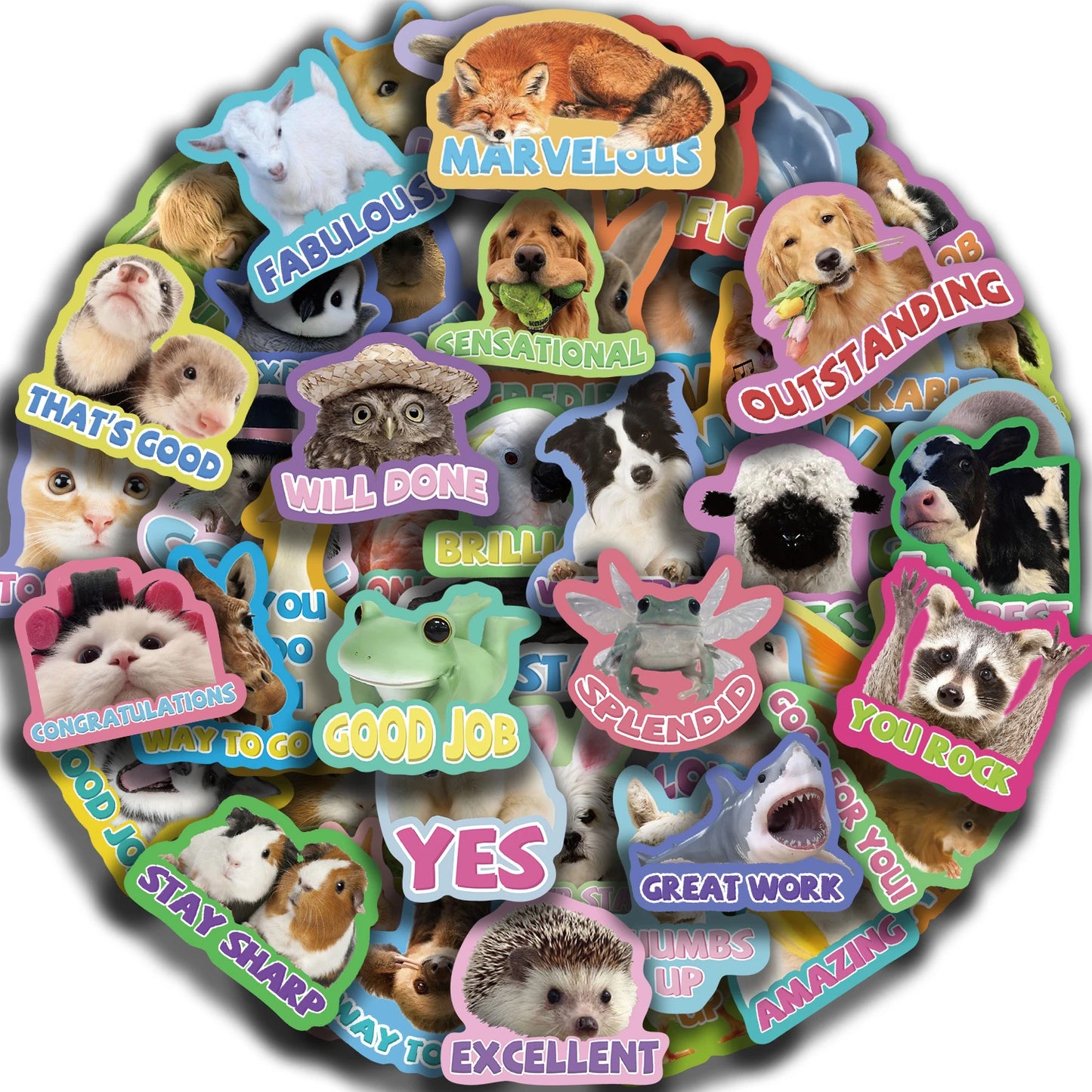 50pcs Cartoon Animal Stickers Waterproof Kids Toy