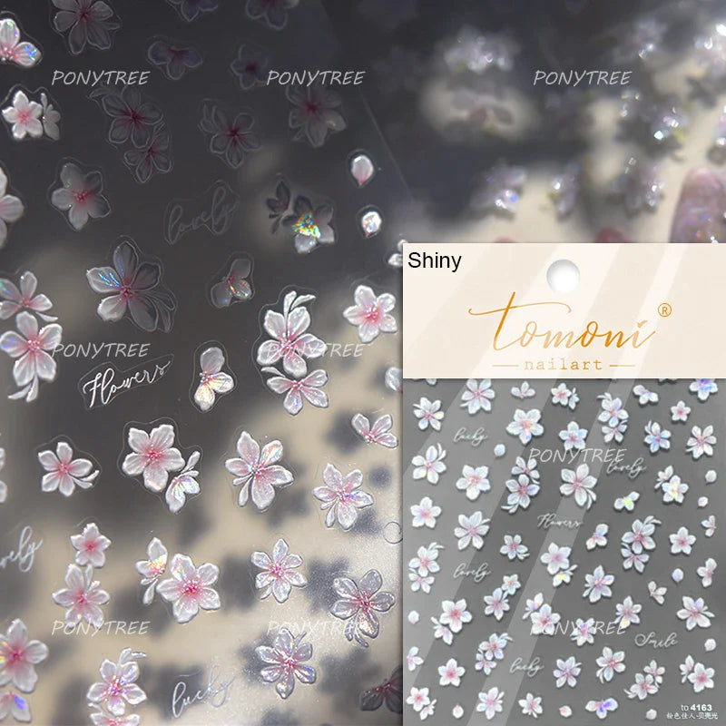 Peach Blossom 3D Nail Art Stickers - Spring Floral Design