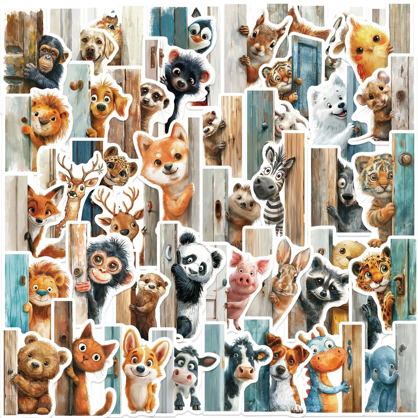 50PCS Animal Door Stickers Aesthetic PVC Kids Decor