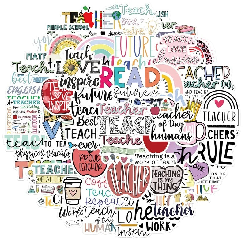 Teachers' Day Graffiti Stickers Vinyl Decals for Water Bottle Laptop Luggage Notebook Phone Skateboard