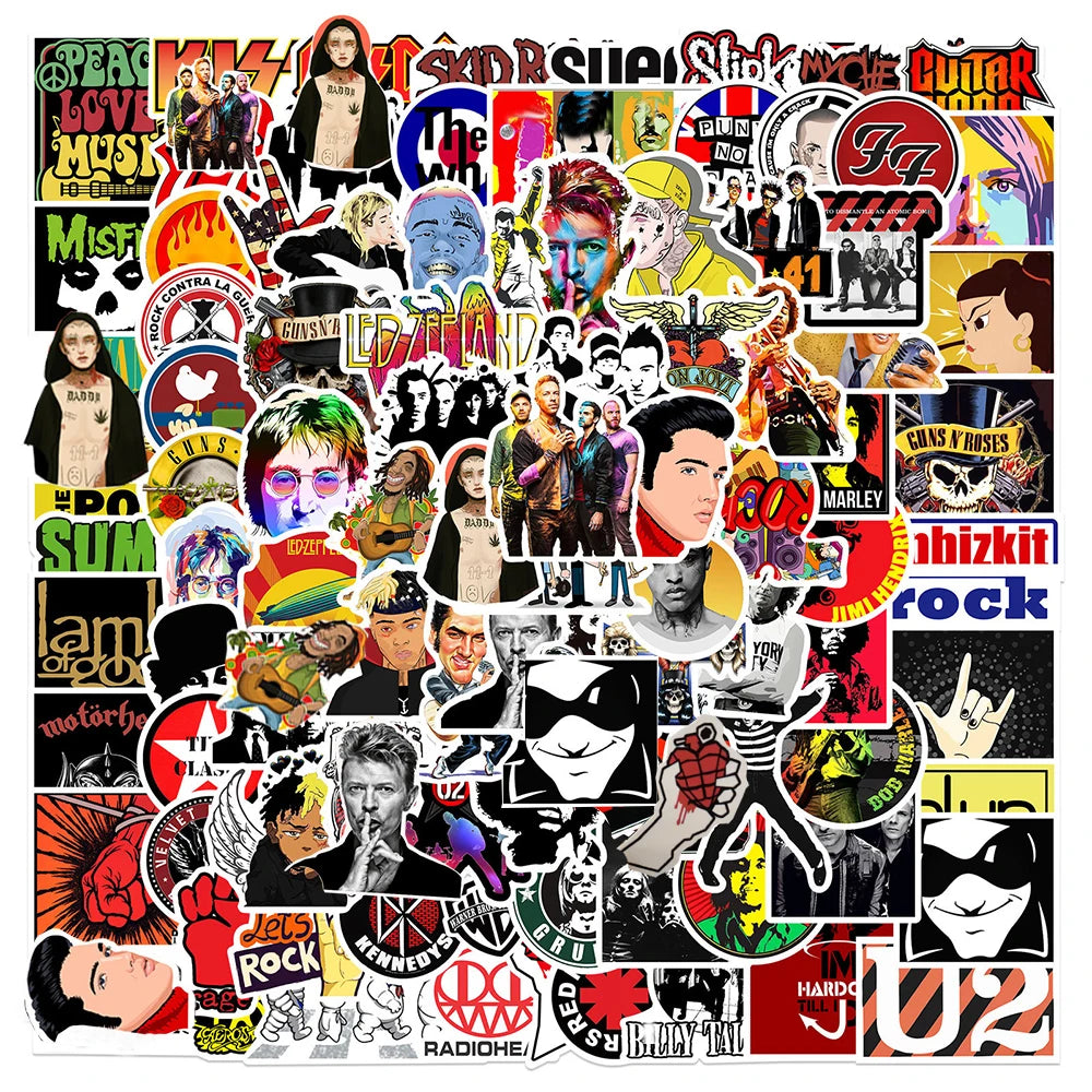 100PCS Rock Band Punk Stickers Waterproof Decals