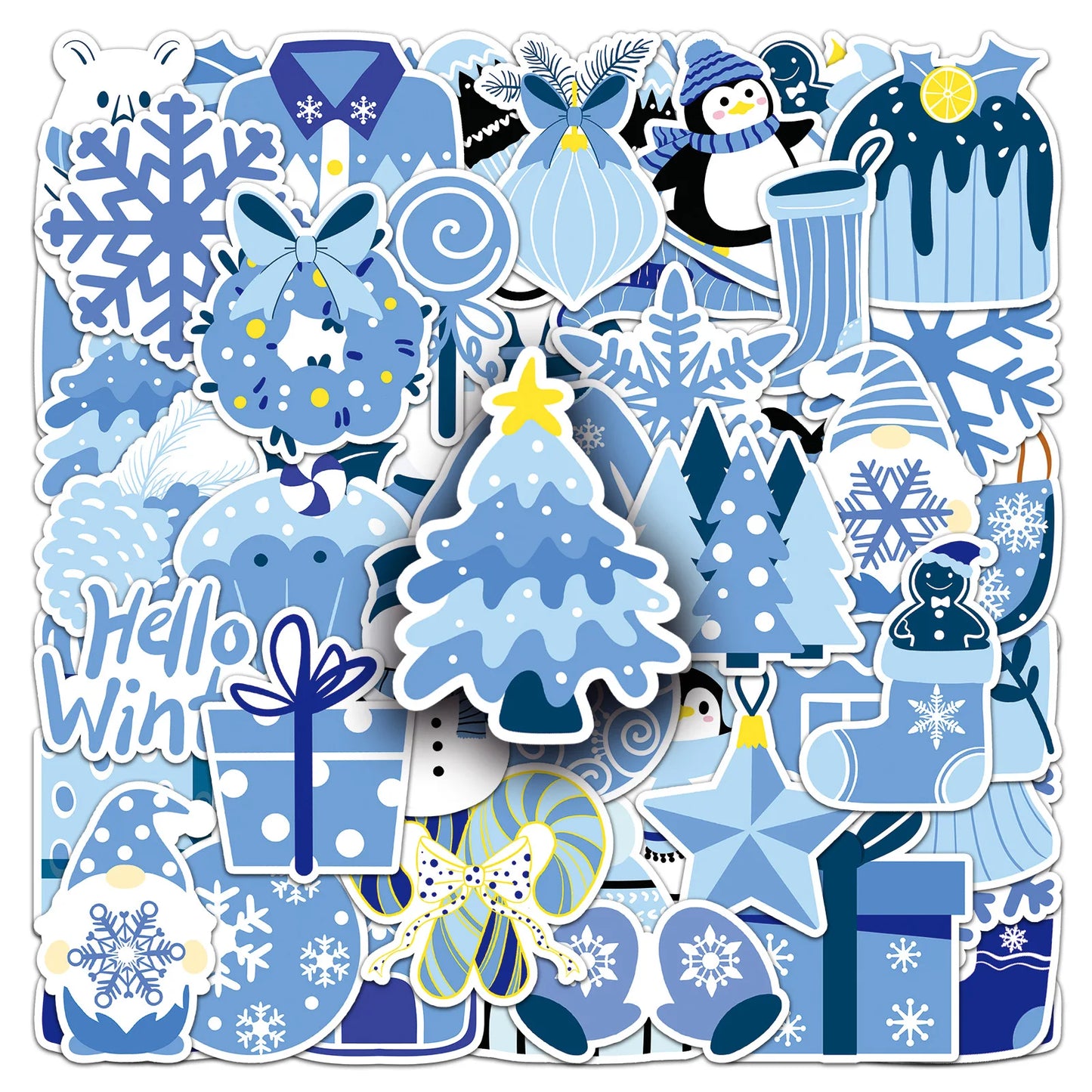 Blue Winter Graffiti Stickers Christmas Decal Laptop Phone Guitar Helmet Skateboard Waterproof Toy