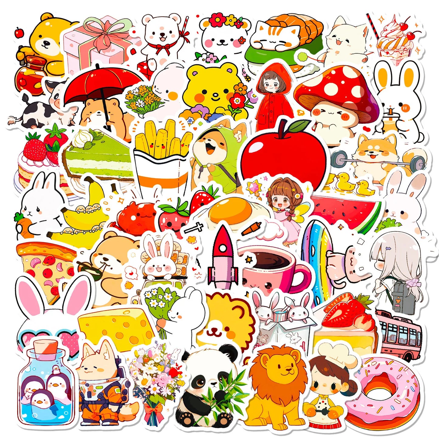50pcs Cute Cartoon Graffiti Stickers for Helmet, Wall, Desktop Decoration