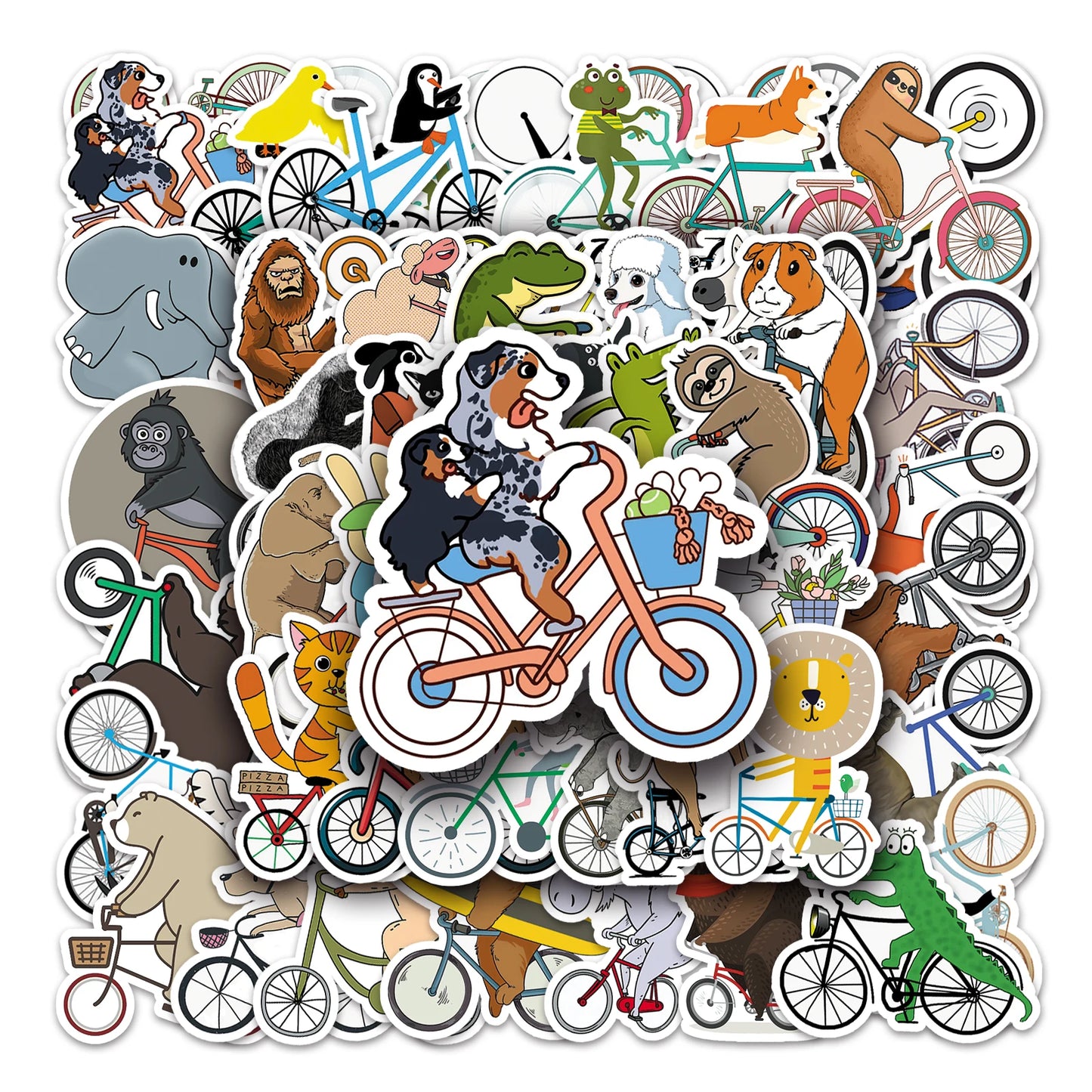 50Pcs Animal Cartoon Waterproof Vinyl Stickers for Bikes and Skateboards