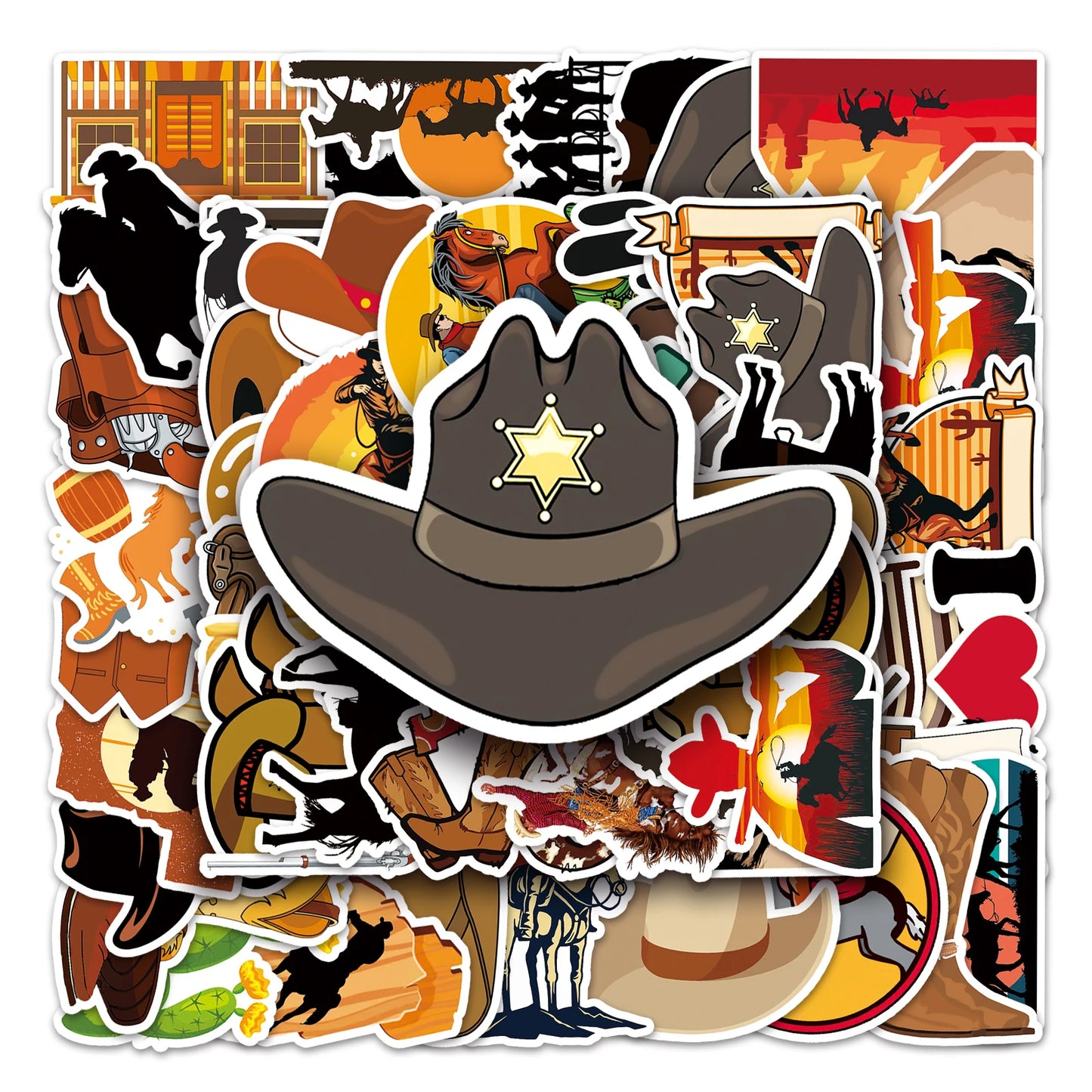 50Pcs Denim Cartoon Waterproof Vinyl Stickers for Skateboard Snowboard