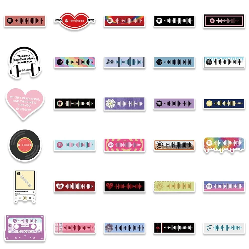 10/30/68PCS Singer Girl In Red Musical Note Sticker Graffiti Funny Song Decals Decoration Scrapbook Laptop Phone Guitar Kids Toy