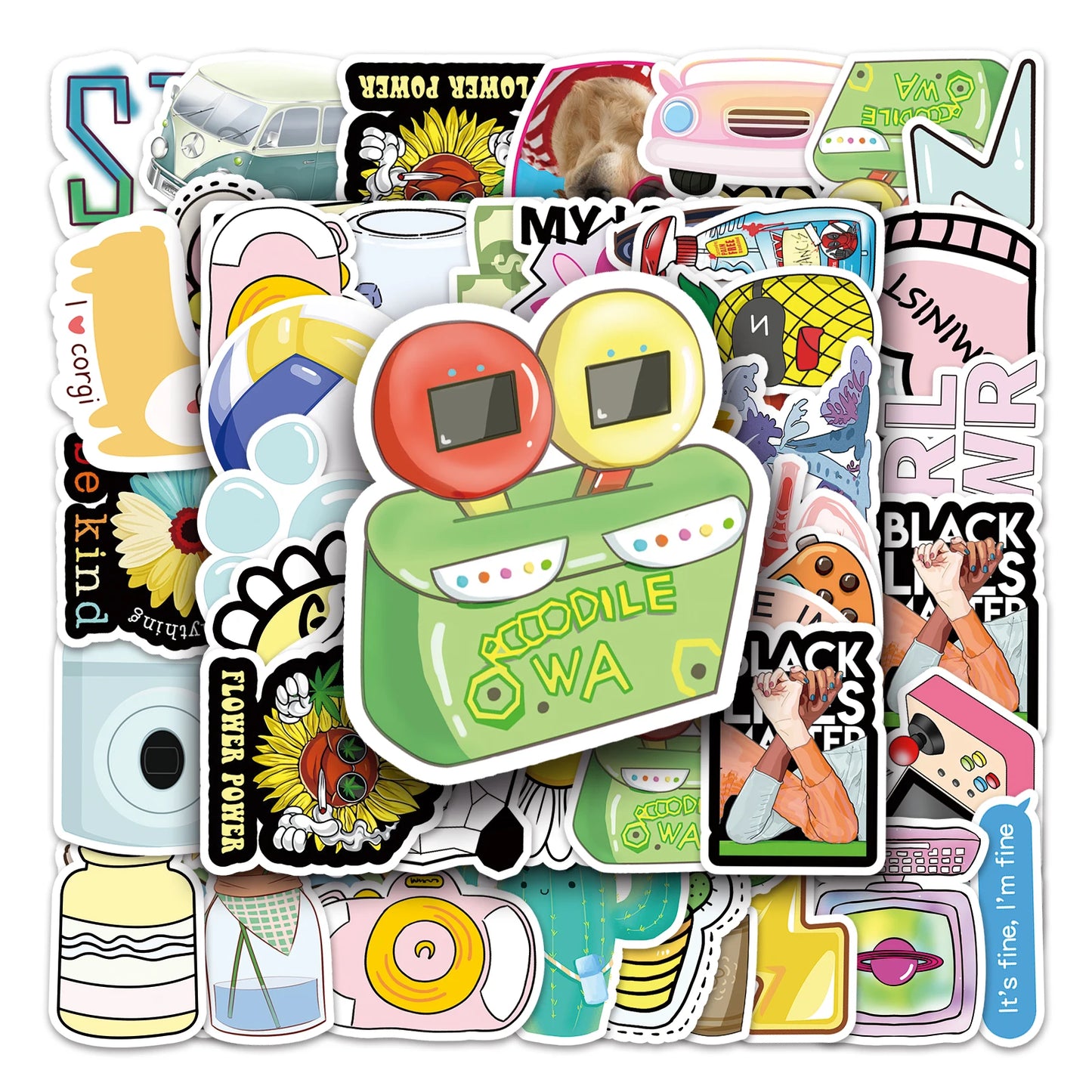 50Pcs Cartoon Waterproof Vinyl Stickers for Skateboard Snowboard