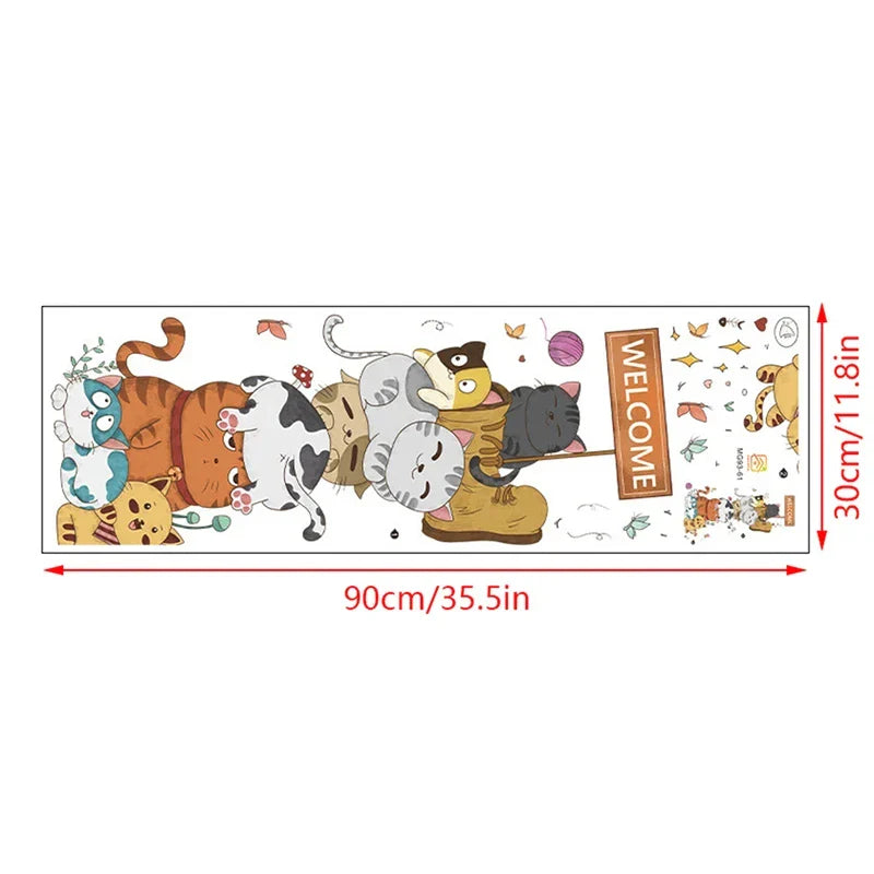 Naughty Cat Wall Stickers Kids Room Decor Self-adhesive