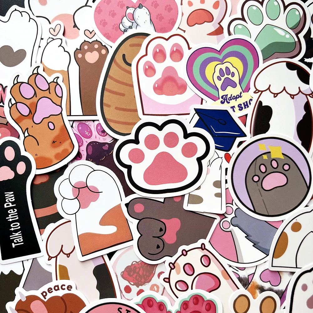 Cute Cat Paw Stickers - Laptop, Scrapbooking, School Supplies