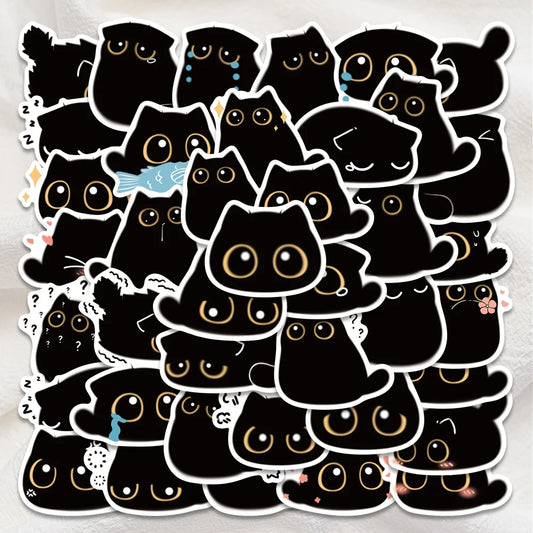 80PCS Kawaii Black Cat Stickers for Notebook, Luggage, Laptop, Motorcycle, Refrigerator, Decal Graffiti