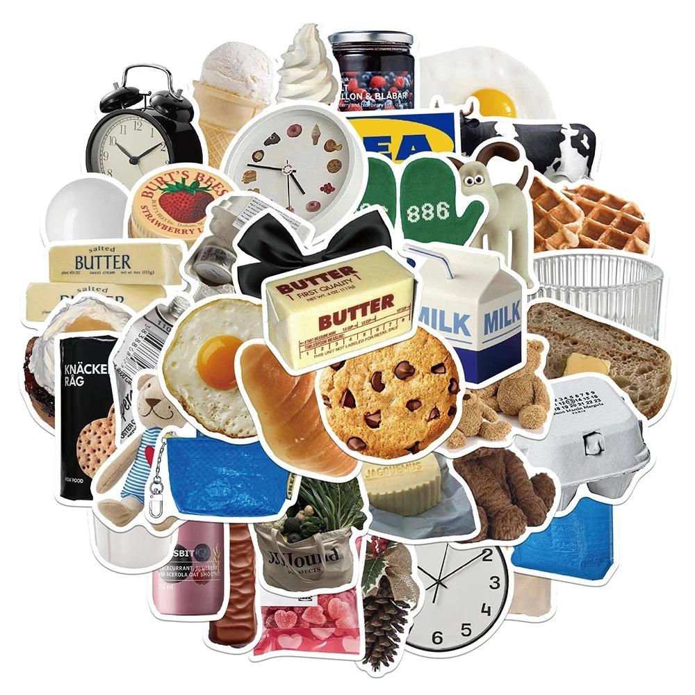 10/30/50PCS Ins Style Cute Cartoon Stickers Milk Food Biscuit Decal Toy DIY Notebook Suitcase Guitar Laptop Luggage Kids Sticker