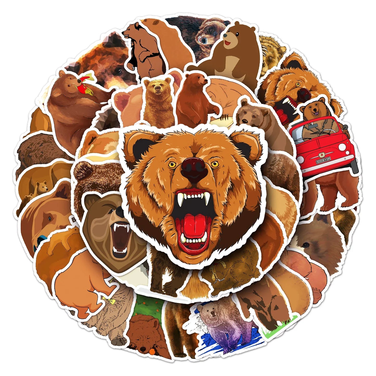 50Pcs Brown Bear Banana Cartoon Waterproof Vinyl Stickers for Skateboard Snowboard