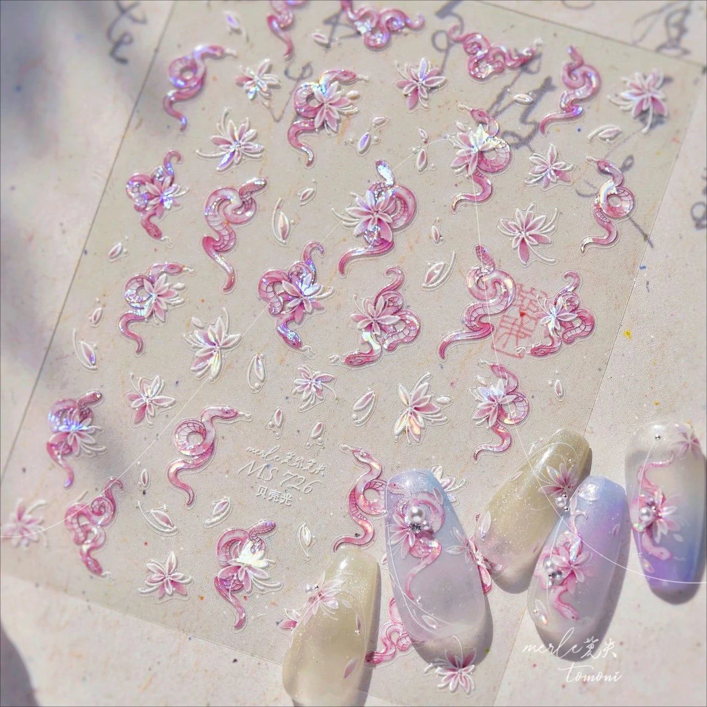 Purple Snake Flower Nail Art Stickers Decals