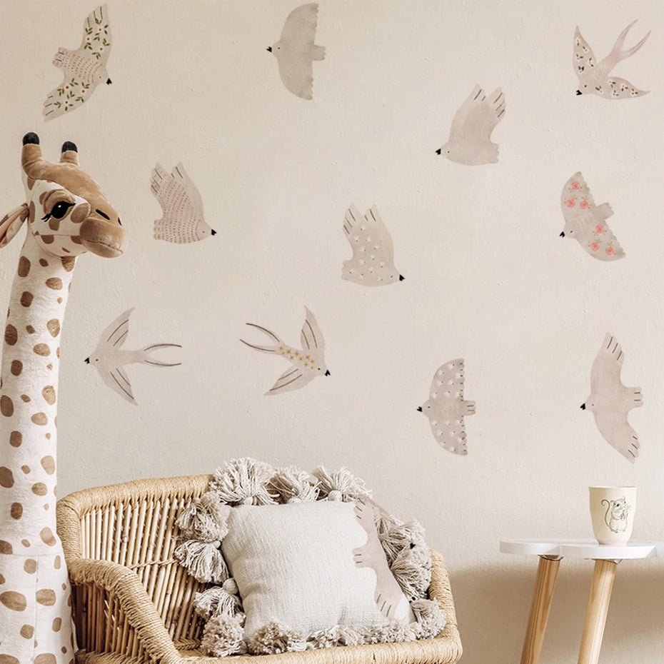 Cartoon Bird Wall Stickers Self-adhesive Decals PVC Mural Decor
