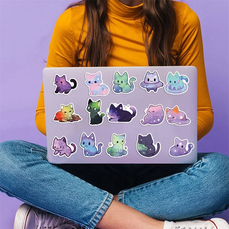 10/30/50PCS Cute Starry Sky Cat and Sealife Sticker Packs