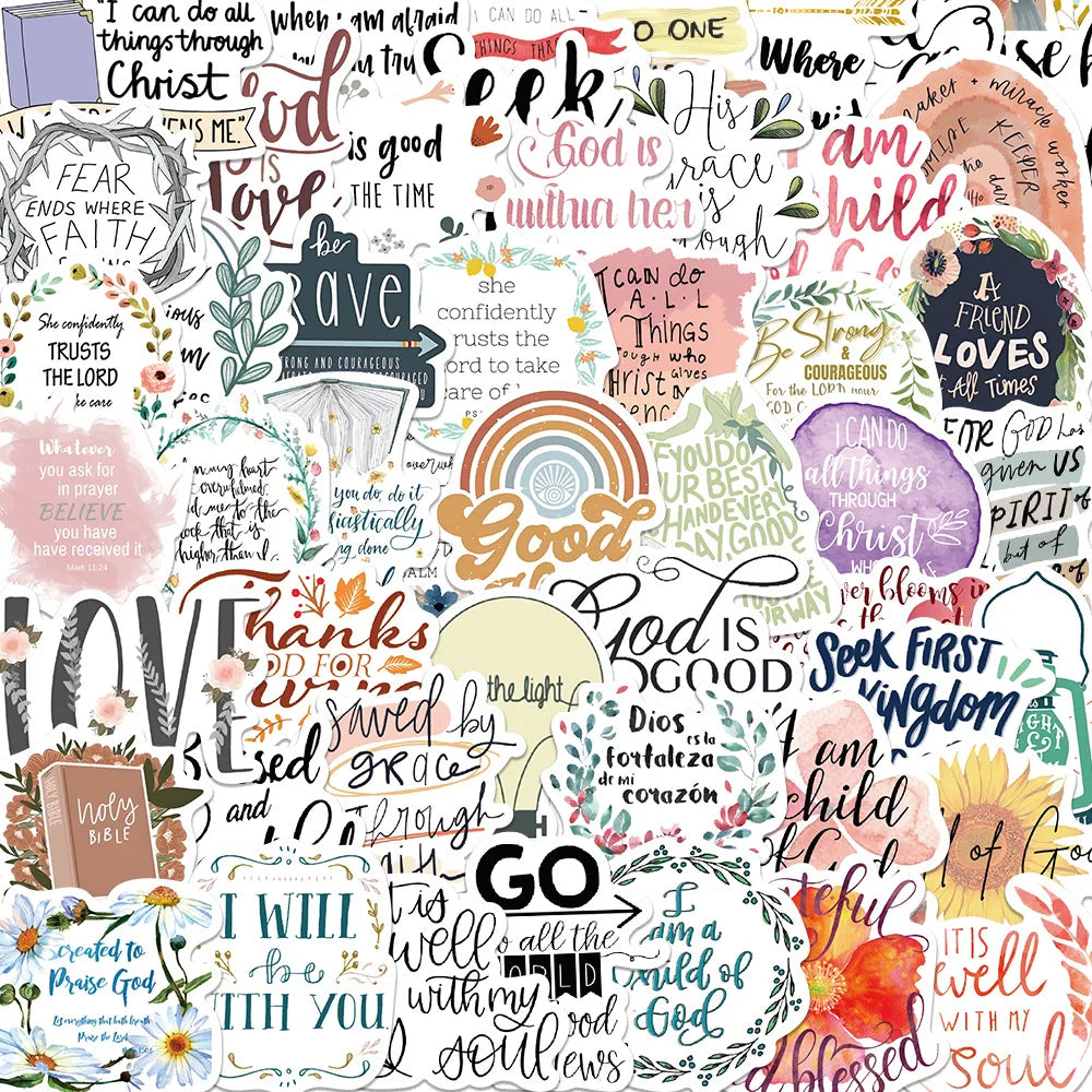 Jesus Graffiti Stickers Bible Verse Faith Decals for Water Bottles Laptop Phone Refrigerator