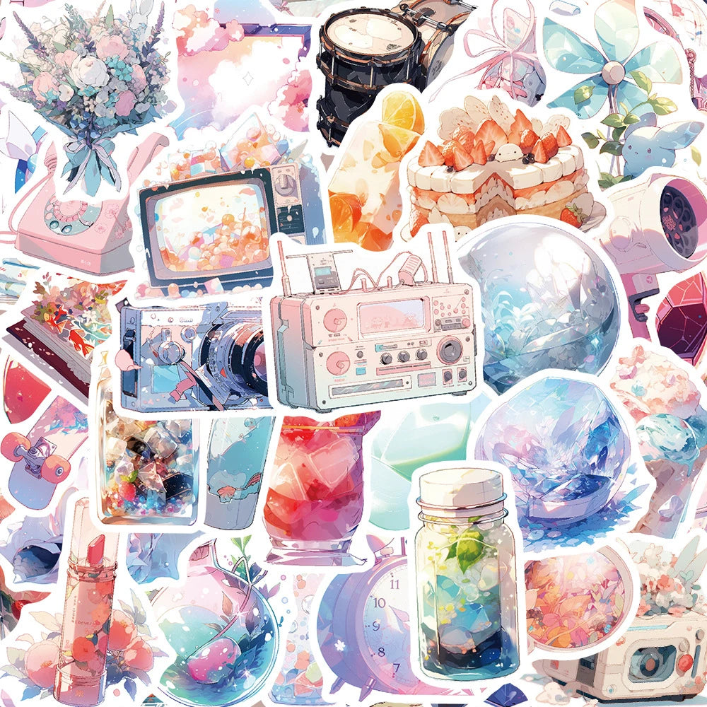 Kawaii Aesthetic Stickers Pack - Cartoon Decals for Scrapbook, Laptop, Phone, Suitcase