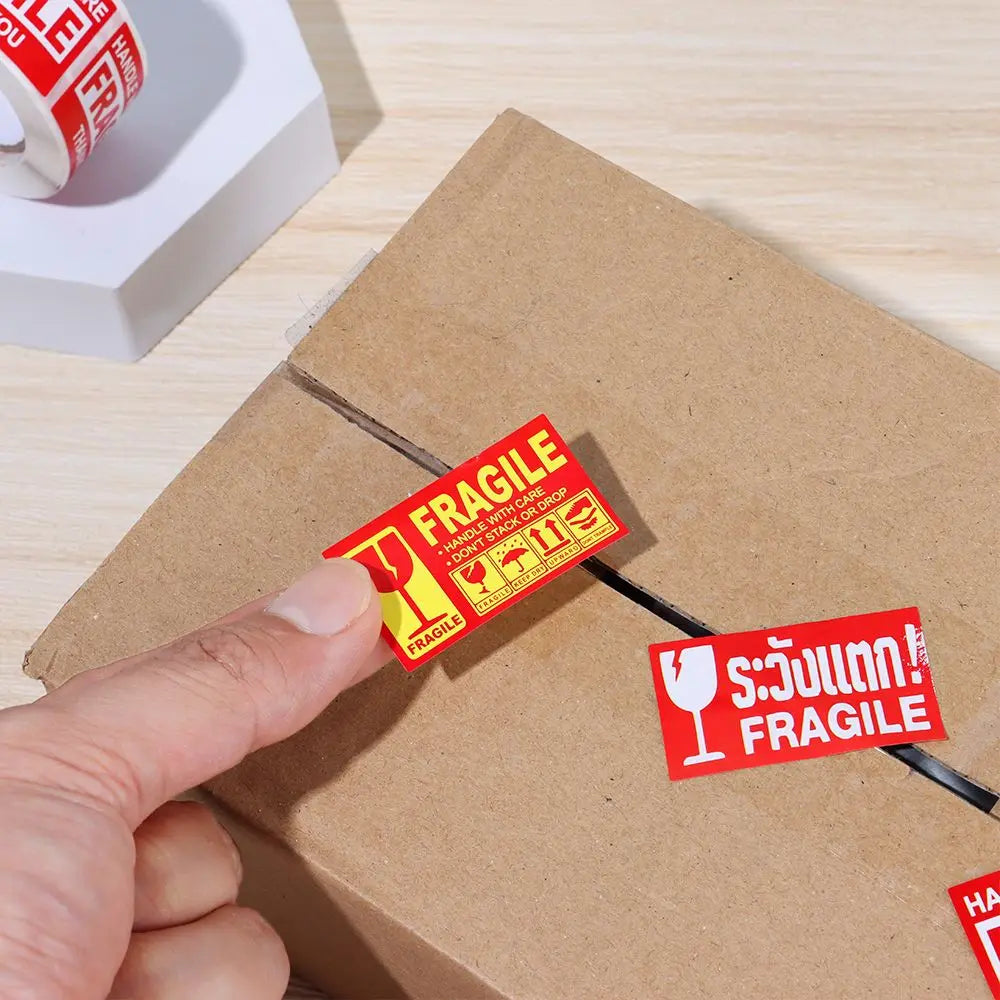 250Pcs/roll Fragile Warning Label Stickers Please Handle With Care Keep Goods Care Shipping Express Adhesive Special Label