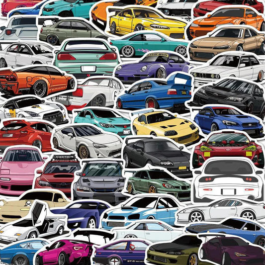 10/30/50/100PCS Cartoon JDM Racing Car Favorites Graffiti Stickers DIY Kids Classic Toy Travel Luggage Guitar Waterproof Decals