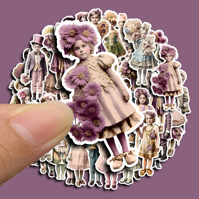 Purple Retro Flower Stickers for Phone, Laptop, Luggage, Skateboard - 10/30/46PCS