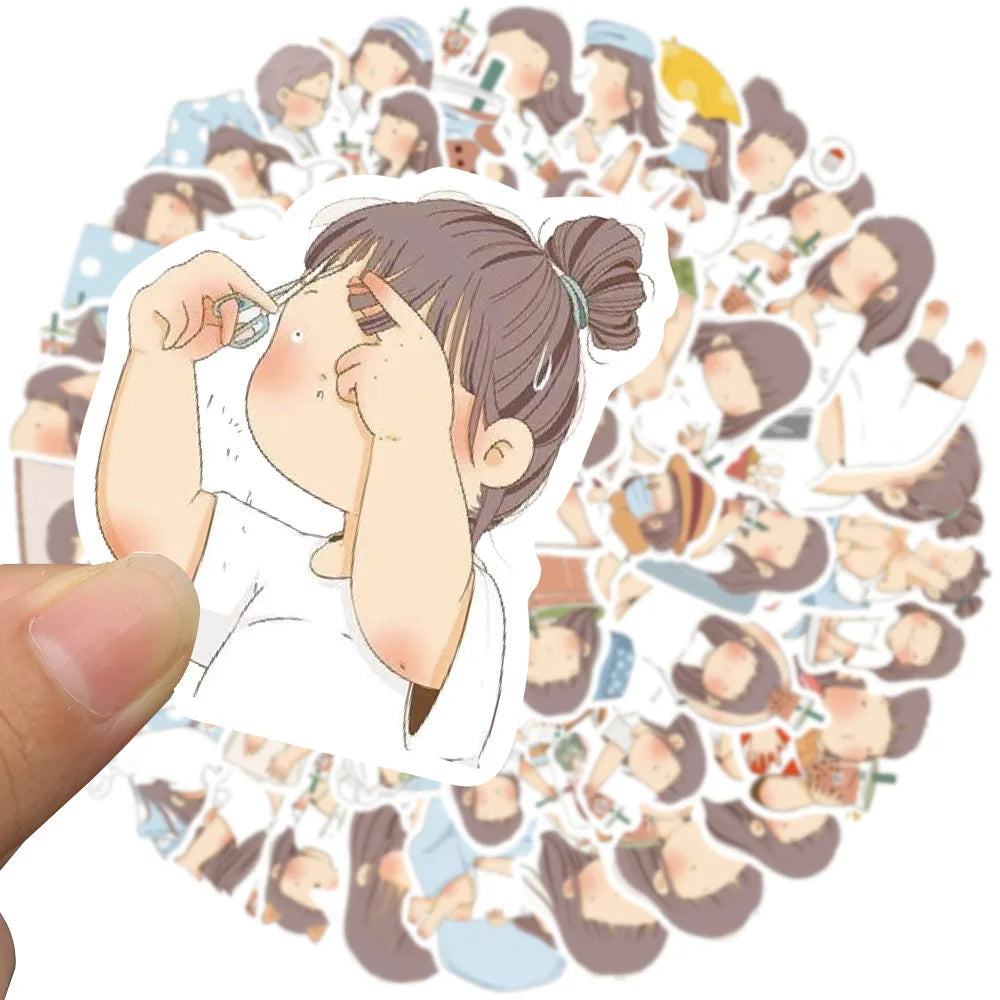 Cute Fat Girl Stickers 10/50PCS Waterproof Decals for Laptop, Phone, Scrapbook, Luggage, Diary