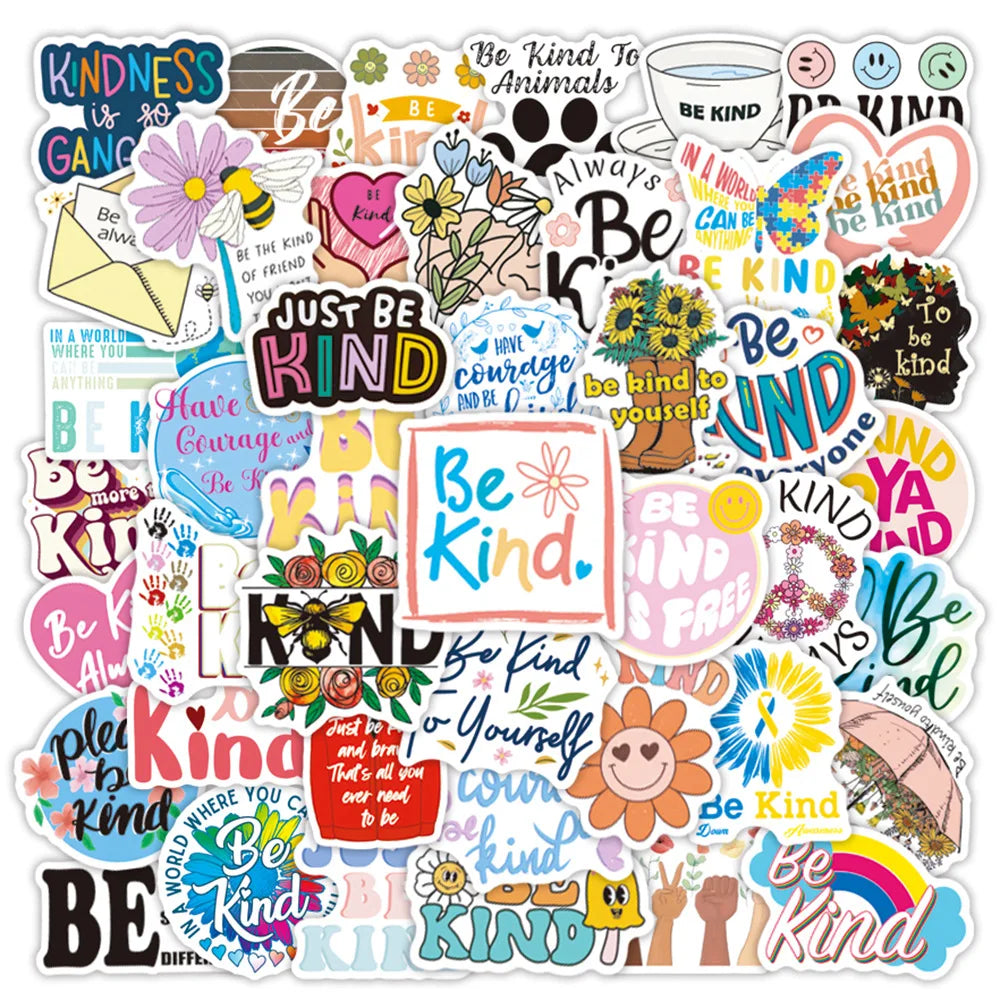 50pcs Be Kind Graffiti Stickers for Helmet, Wall, Desktop Decoration