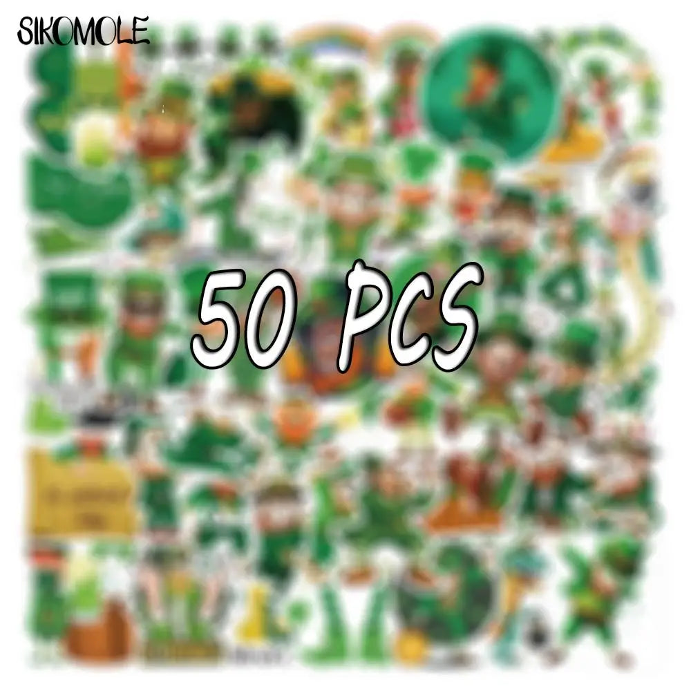 St. Patrick's Day Green Cartoon Stickers - 10/30/50PCS Aesthetic DIY Decals