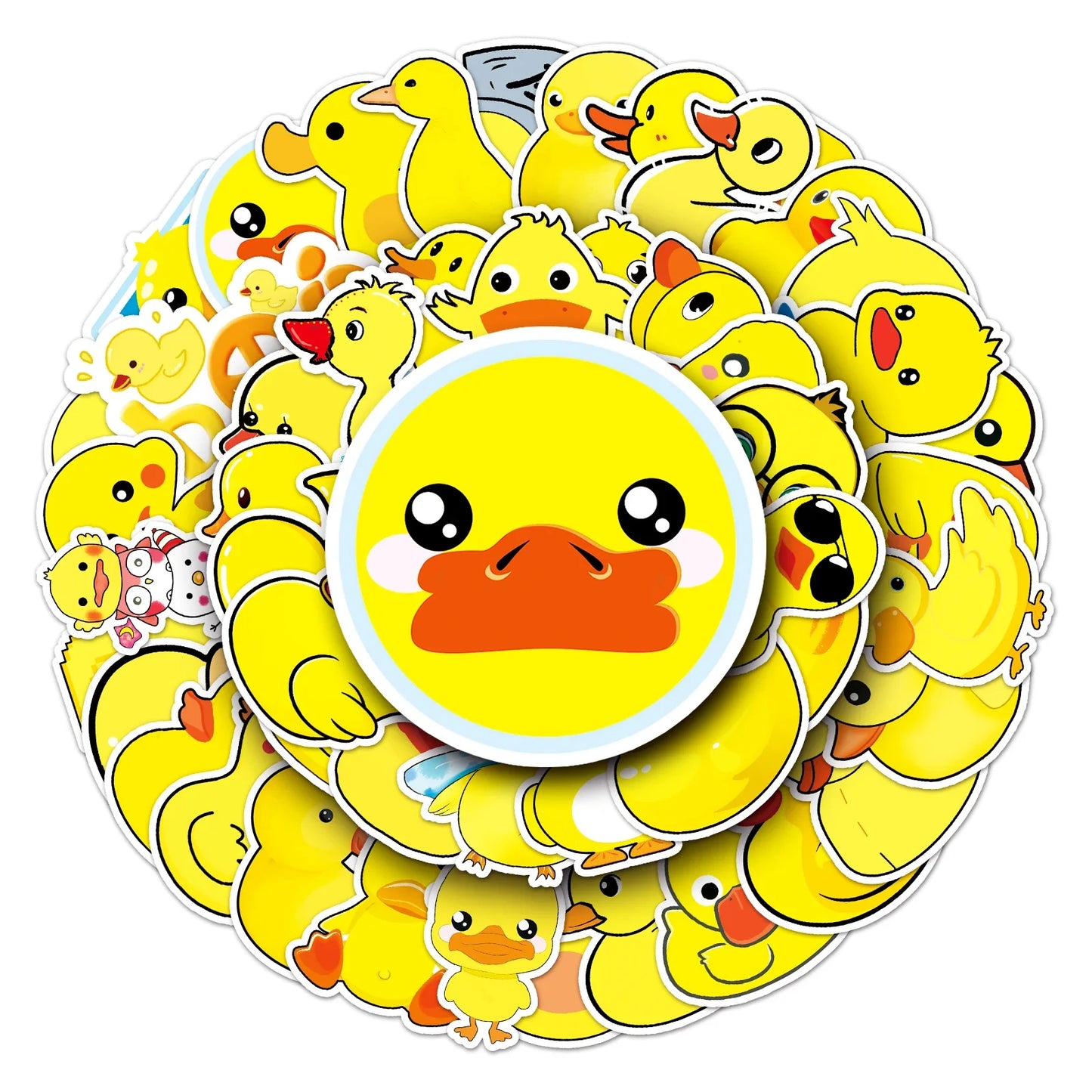 50Pcs Yellow Duck Cartoon Waterproof Vinyl Stickers for Skateboard Snowboard Decal